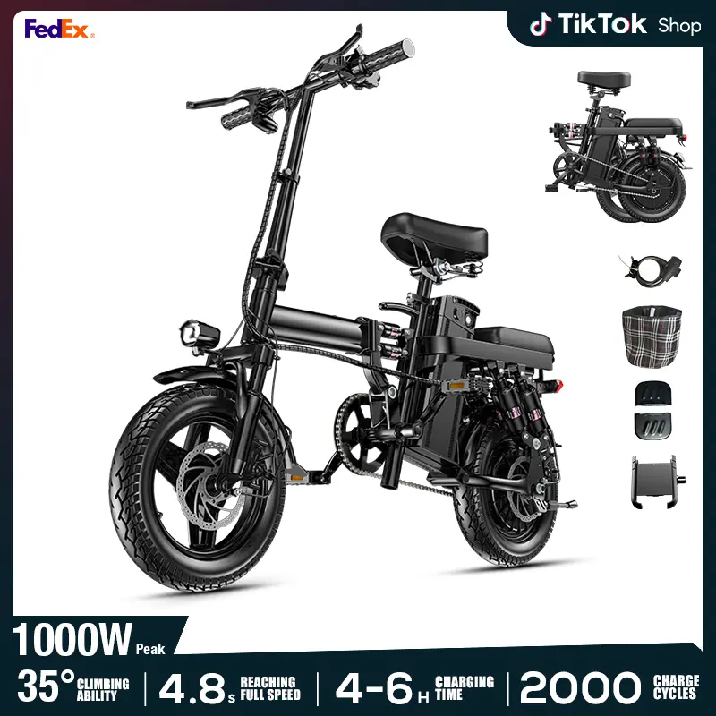 Electric Folding Ebike for Hardcore Outdoor Cycling, 500W Motor, 48V 15Ah Battery, 14-Level Shock Absorption, 45Km Range, Dual Disc Brakes, UL2849 Certified, Advanced Tech Bikes,camping essentials, Youth, Rechargeable tiktokshopbacktoschool