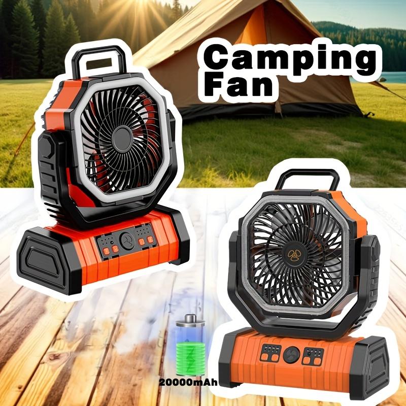 20000mAh Battery-Powered Camping Fan Desk Fan, Portable Outdoor Tent Fans With Hanging Hook 4 Speeds Wind , LED Lantern-360° Fan,Rechargeable&Night Light,For Power Outage, Picnic, Barbecue, Fishing, Travel, Jobsite, Home