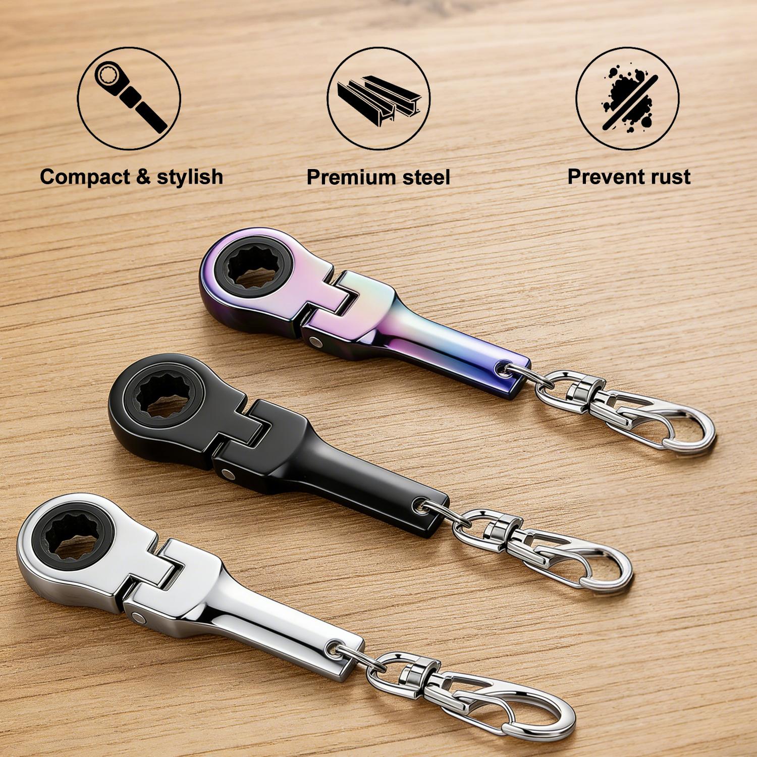 PUKEGM 10mm Ratchet Wrench Keychain Flex Head 72-Tooth Mechanic Gift (Neo Chrome Plating) PUKEGM 10mm Ratchet Wrench Keychain Flex Head 72-Tooth Mechanic Gift (Neo Chrome Plating)