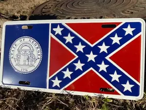 Georgia Confederate Plate 100% Aluminum 12" x 6" with 4 Holes for Easy Installation Made in USA