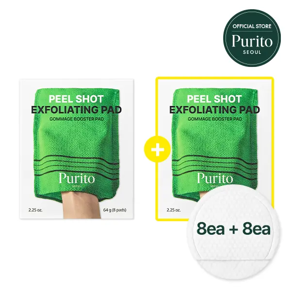 [Purito Official] [Buy 1 Get 1 Free] Peel Shot Exfoliating Pad I 16 Pad Total | for Blackheads, Whiteheads & Pores | Charcoal + Enzyme Deep Clean | Instant Glow & Smooth Texture | Gentle Daily Exfoliation | Korean Skincare