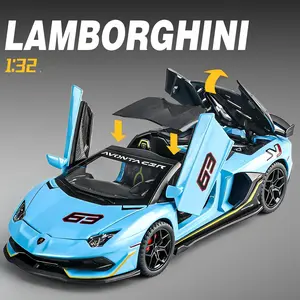 Lamborghini SVJ Supercar 1:32-Matte Edition Diecast Metal Model with Scissor Doors V12 Sound LED Lights-Pull Back Toy Vehicle-Luxury Sport Car-Perfect Easter Birthday Christmas Gift for Boys Men Kids Fans Collectors Ages 5 8 10 12 14+