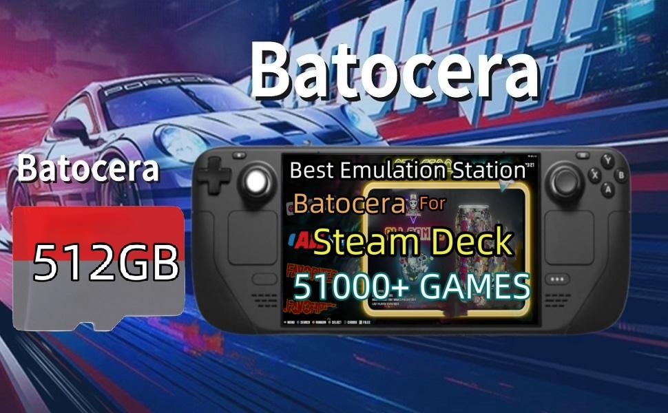 POWERNEWS 512GB Micro SD Card Retro Game Card for Steam Deck Supported OLED Version, Included Retro Games and Emulator Console, Batocera Game System Compatible with Retro Game, Retro Game Card for Steam Deck Plug Accessories Memory