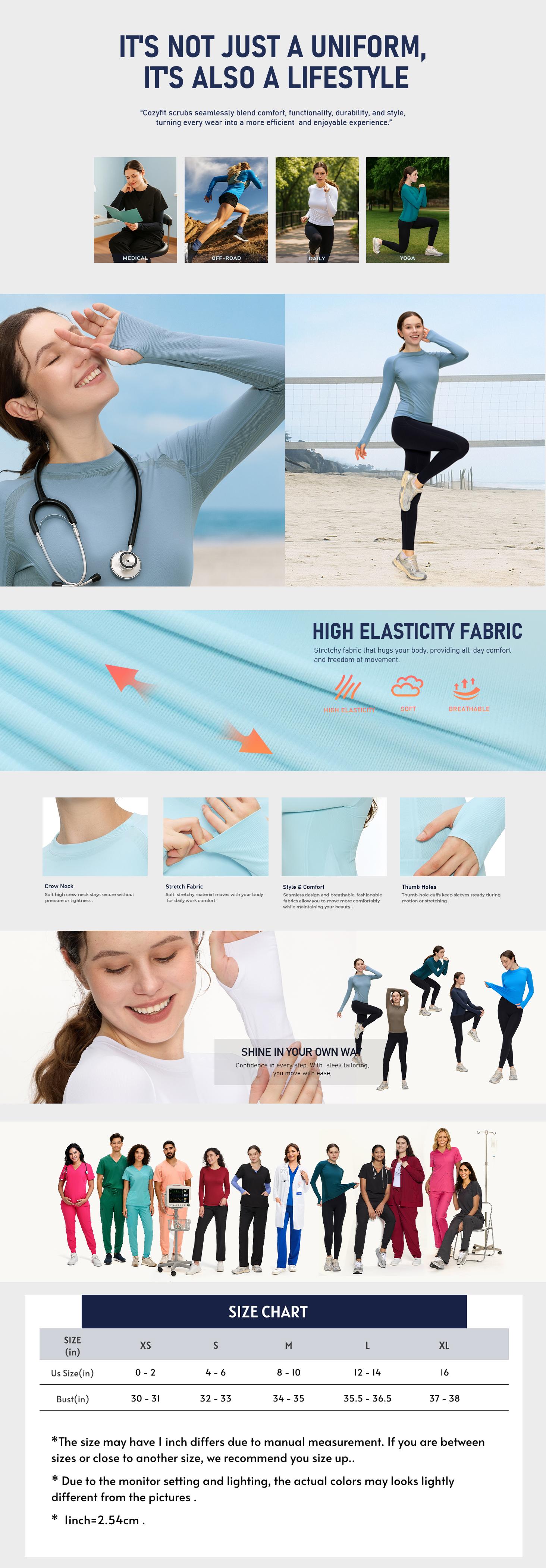 COZYFIT Long Sleeve Workout Tops for Women Compression Shirt Sports Running Shirt Breathable Athletic Top Slim Fit