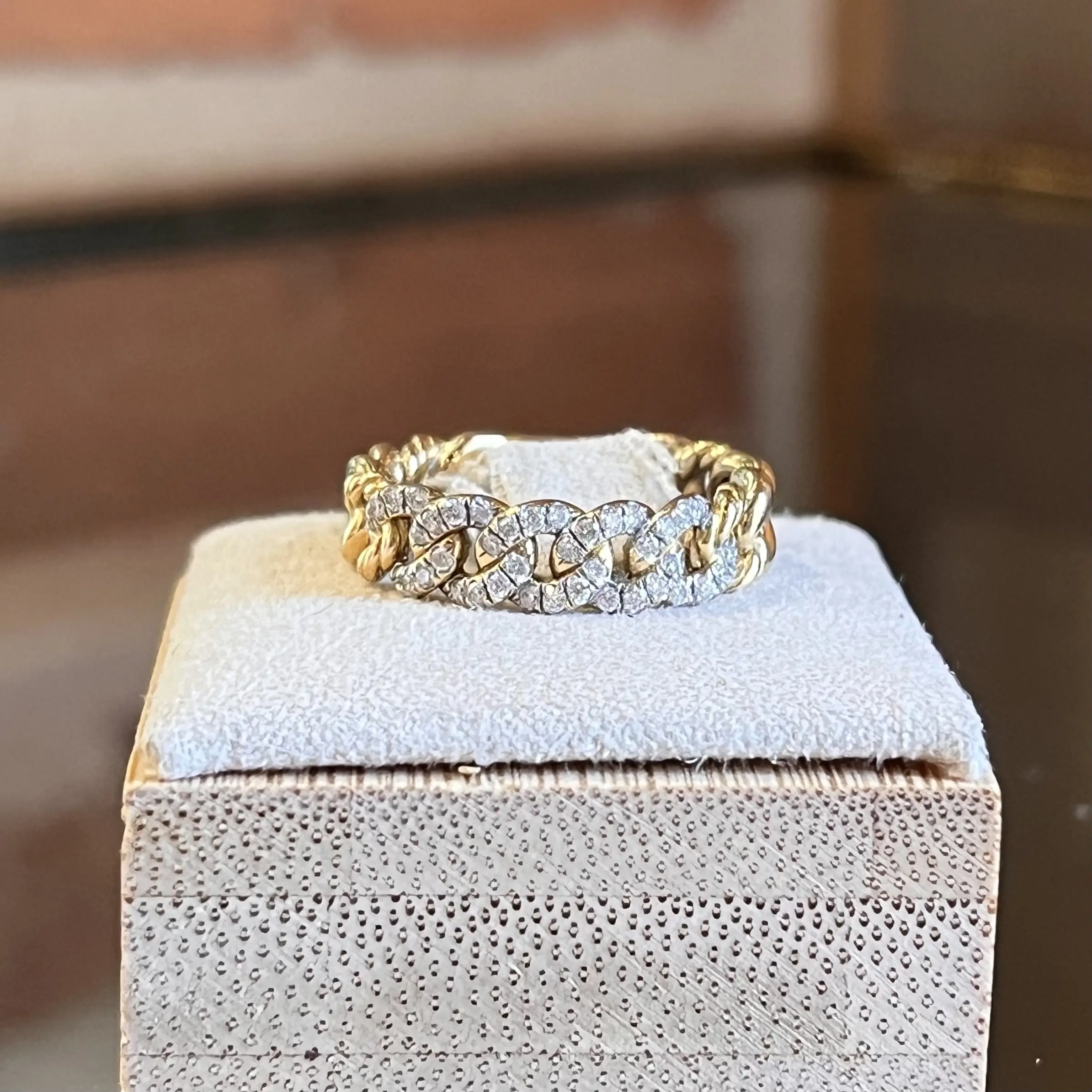 Pre-owned DAVID YIRMAN 18K Yellow Gold with Diamonds Belmont Curb Link Band