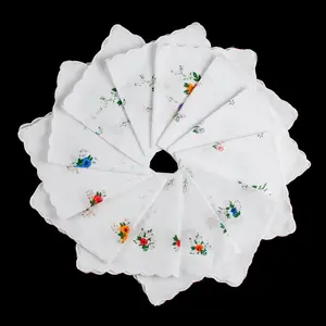 3, 6, 12 Piece Handkerchiefs for Women Vintage Floral Soft Cotton Blend Colorful Embroidered Tea Party Favors
