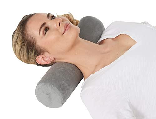 Health Large Half Moon Bolster Pillow for Legs, Knees, Lower Back and Head, Lumbar Support Pillow for Bed, Sleeping | Semi Roll for Ankle and Foot Comfort - Machine Washable Cover, White