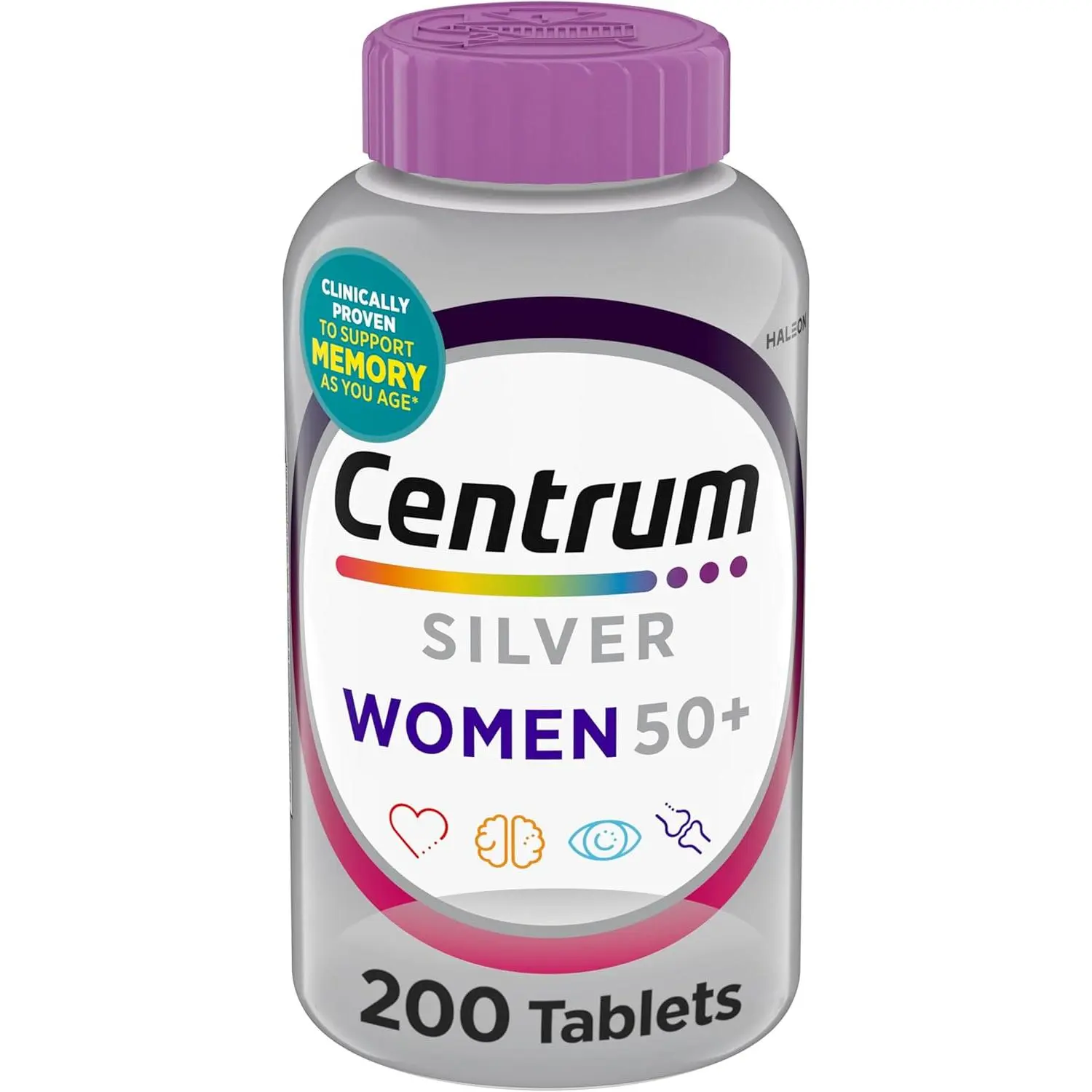 Centrum Silver Women's 50+ Multi-Mineral Supplement Tablets, 200 Ct, Gluten-Free, with D3, B Vitamins, Vitamin C, Zinc, Iron, Non-GMO Antioxidants, Memory & Cognition Support, Body Health, Brain Health Support, Antioxidants Vitamins Supplements, Brain Opt