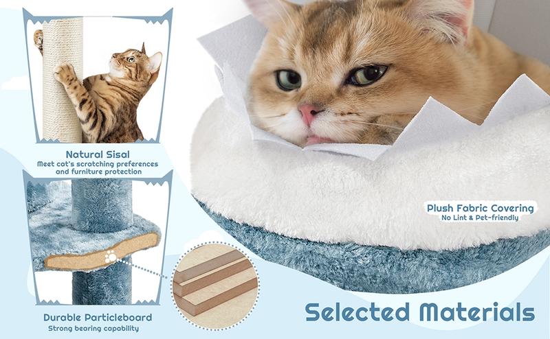 Yaheetech Cat Tree, 72.5″ Height Ocean-themed Cat Tower for Indoor Cats, Multi-Level Large Cat Tower for 3-4 Medium/Large Cats, 2 Condos & 2 Perches & Scratching Posts & Toys, Blue & White Yaheetech Cat Tree, 72.5″ Height Ocean-themed Cat Tower for Indoor Cats, Multi-Level Large Cat Tower for 3-4 Medium/Large Cats, 2 Condos & 2 Perches & Scratching Posts & Toys, Blue & White