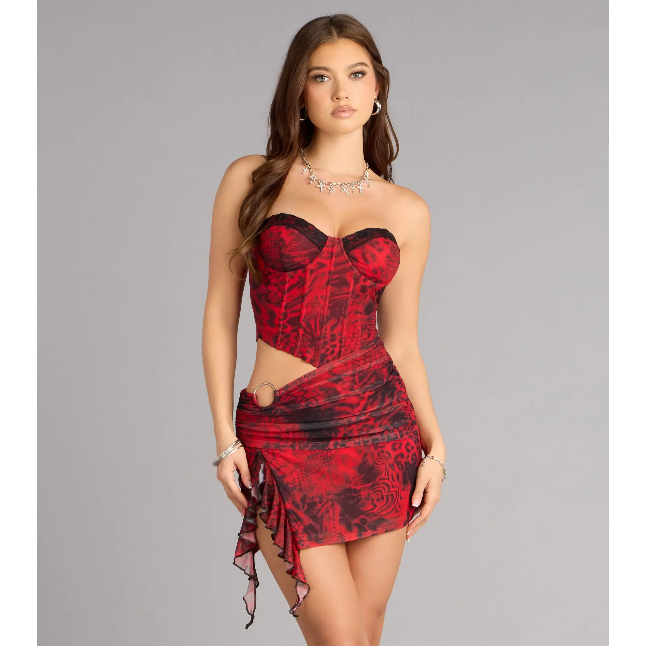 knee length dresses for ladies Talulla Leo Mesh Mini Dress Small / Leopard main image 0