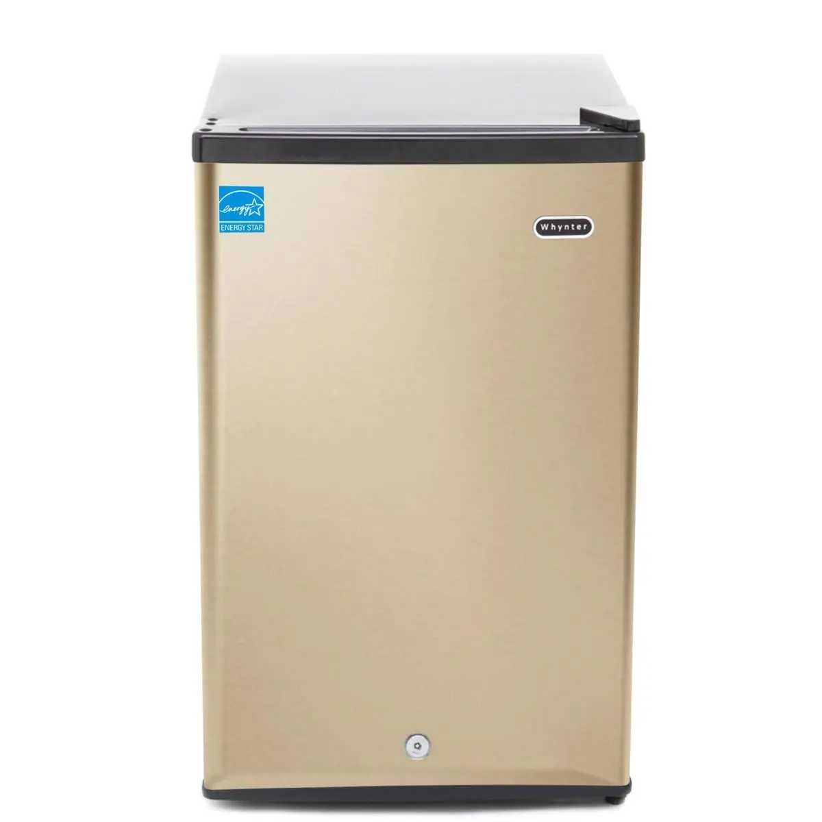 Whynter CUF-210SSG Freestanding 2.1 cu.ft. Energy Star Rated Upright Freezer with Lock, Reversible Design, Powerful Compressor, Removable Shelves, Adjustable Thermostat, Rose Gold for Small Spaces, Basements, Energy Efficient