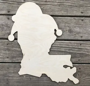 22” Louisiana with Jester Hat Mardi Gras Door Hanger Wood Craft Blank