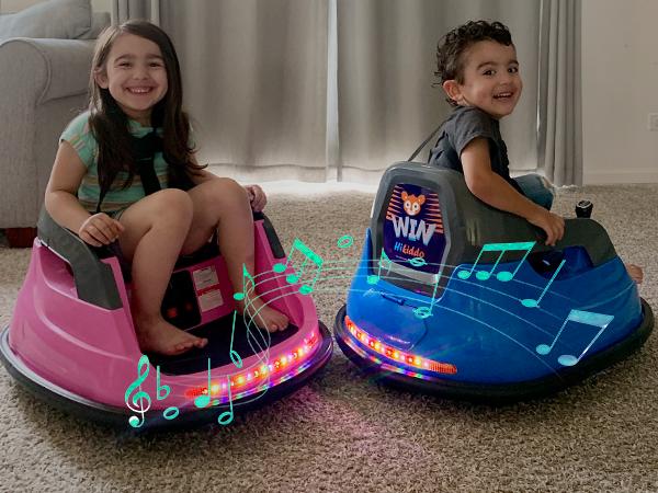 Hikiddo Upgraded 12V/6V Bumper Car for Kids, Ride on Toys Bumper Car for Toddlers with Remote & Music