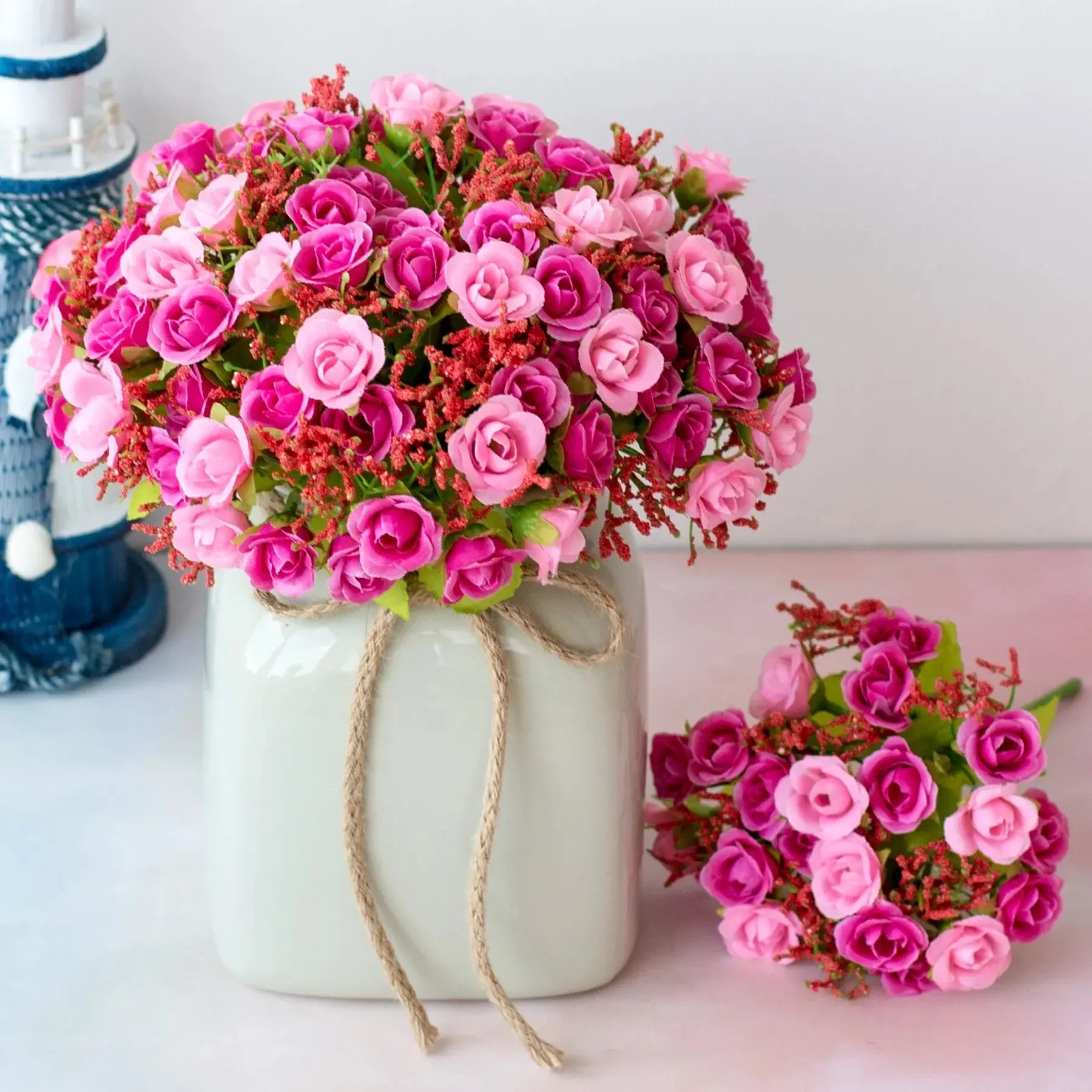 Diamond Rose Artificial Flower Bouquet — 21 Heads, 7 Stems