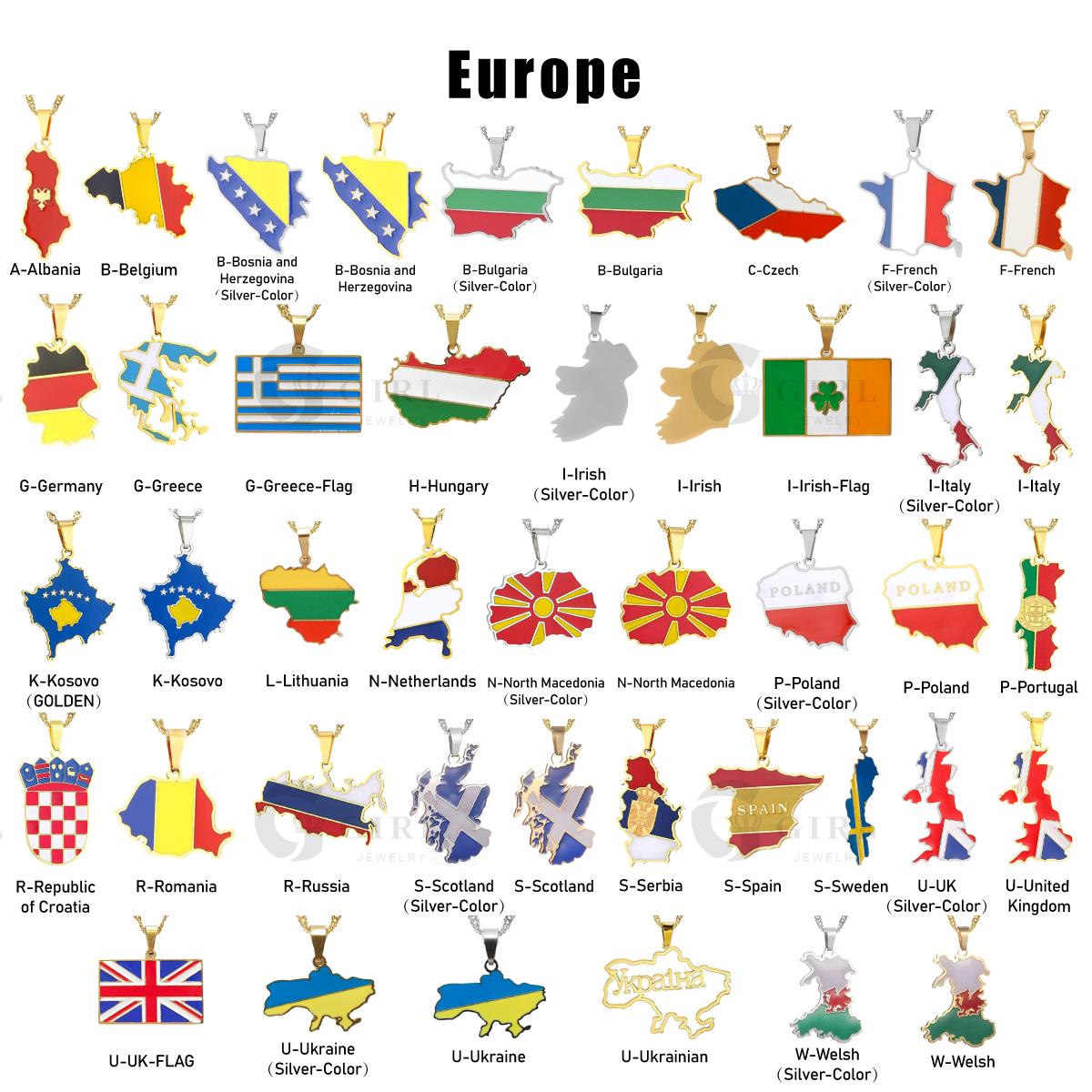 GGIRL Fashion World Map Pendant Necklace 18K Gold Plated National Flag Design for Men Women Neutral Gift Travel Enthusiast Modern Versatile Streetwear Statement Jewelry，Fashion Jewelry Gift for Holiday Haul Christmas Birthdays Anniversaries