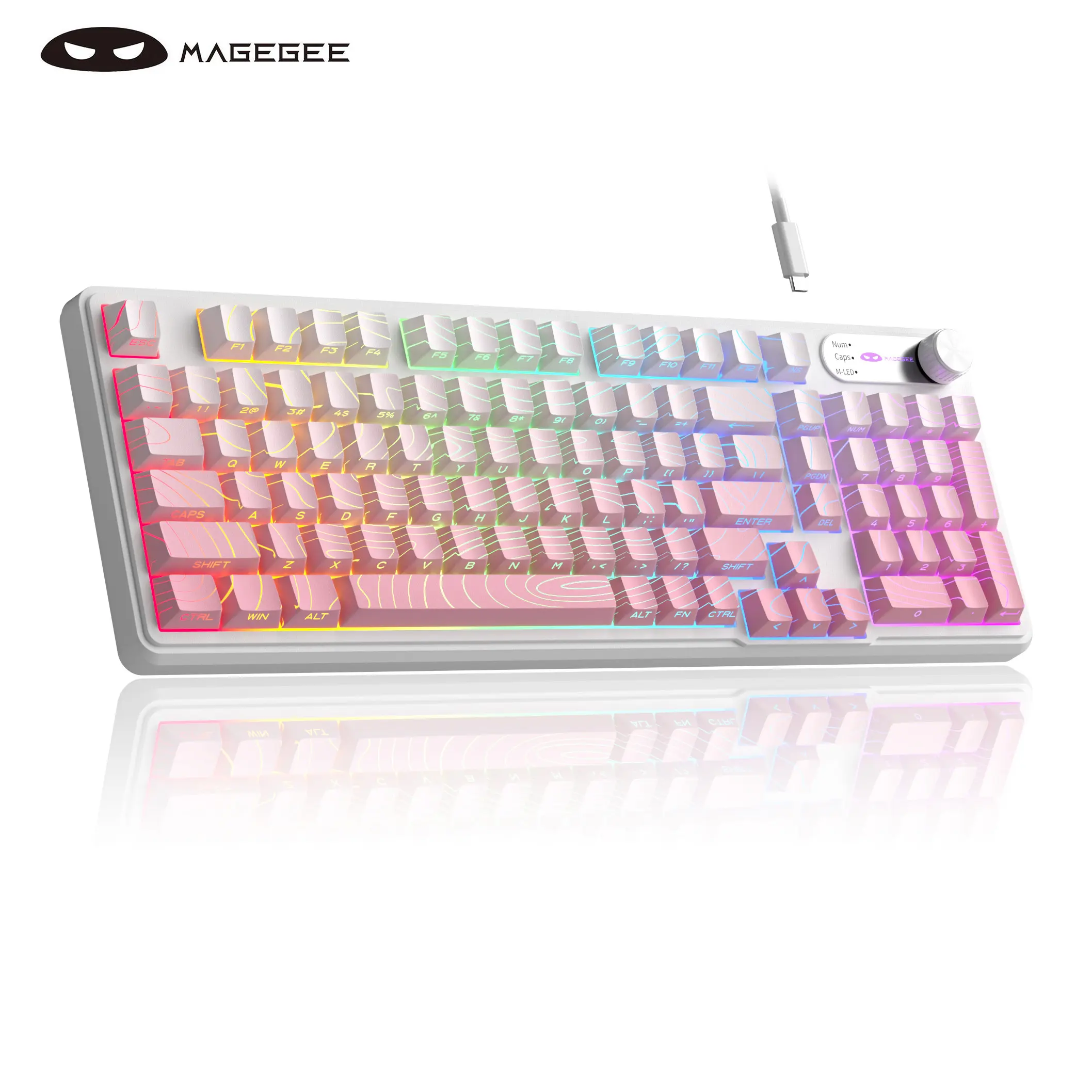 Magegee Gk960 Wired Lighted Illuminated Mechanical Keyboard, 98% Compact Layout, & Gradient, Creamy Tactile Switches, RGB Backlit, Gaming Keyboard, RGB Lighting Keyboard
