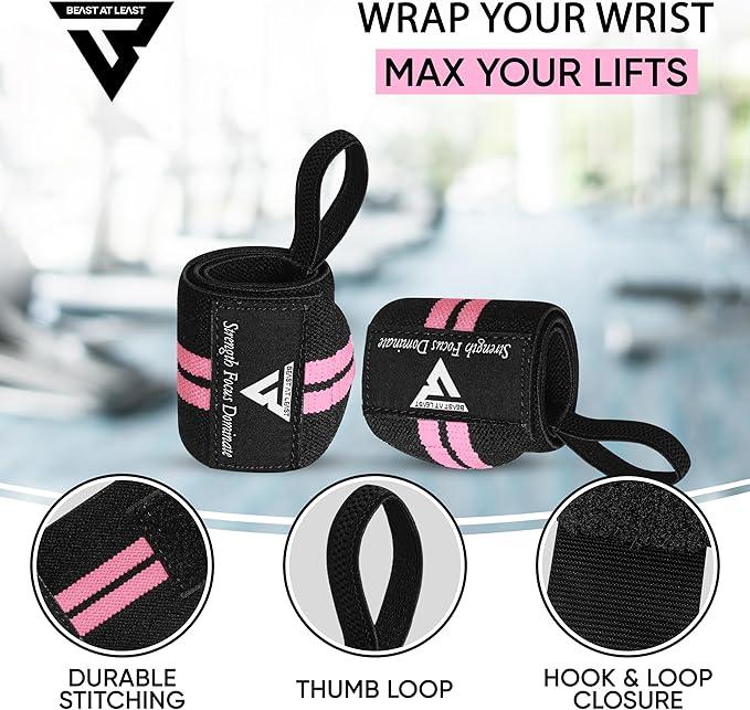 Weightlifting Wrist Wraps – 18” Heavy Duty Cotton Wrist Support with Thumb Loop for Powerlifting, Strength Training & Bodybuilding