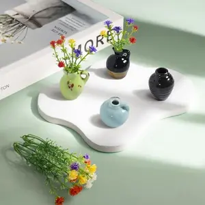 4 Pack Mini Vase Magnets for Fridge, Cute Magnetic Ceramic Vases for Refrigerator Kitchen Locker Office