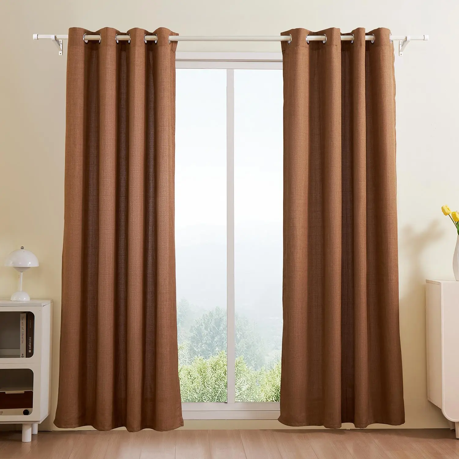 【SummerFinds】VEVOR Natural Linen Curtains, 52 x 84 inch 2 Panels Set, Grommet Light Filtering Thick Flax Textured Linen Drapes, Privacy Burlap for Living Room, Bedroom, Farmhouse, Sunroom, Office Window Curtain