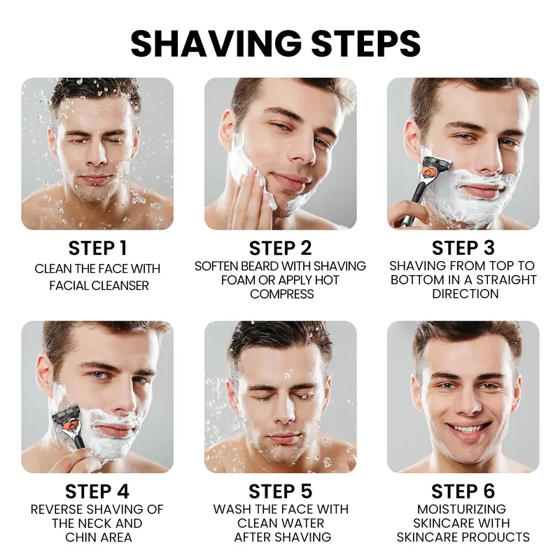 PSLEE Men's Shave Sets - Unscented Blade and Handle Set Razors with Replaceable Sharp Heads, 24 or 48 Refills, Ergonomic Design, Long-Lasting Smooth Face Shave for Daily Care Easy Swaps