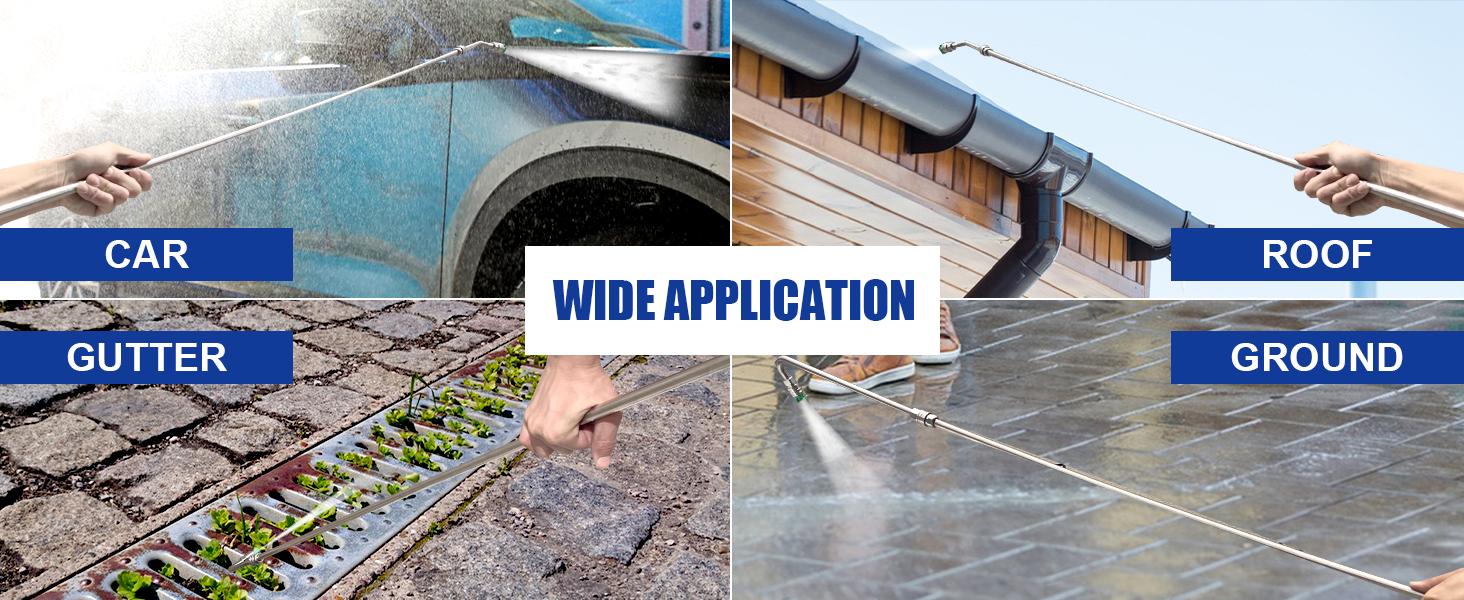 M MINGLE Pressure Washer Extension Wand - 120" Upgrade Power Washer Lance - Pressure Washer Accessories with 5 Nozzle Tips - 30°/90°/120° Curved Rod, 1/4" Quick Connect, ChristmasGift