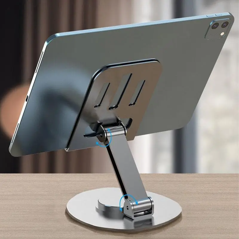 360-Degree Rotating All-Metal Adjustable Phone & Tablet Stand - Waterproof, Compact, Stress-Relieving Aluminum Holder with Durable Iron Structure, Smooth Rotation, Phone Holder Design, Adjustable Phone Stand