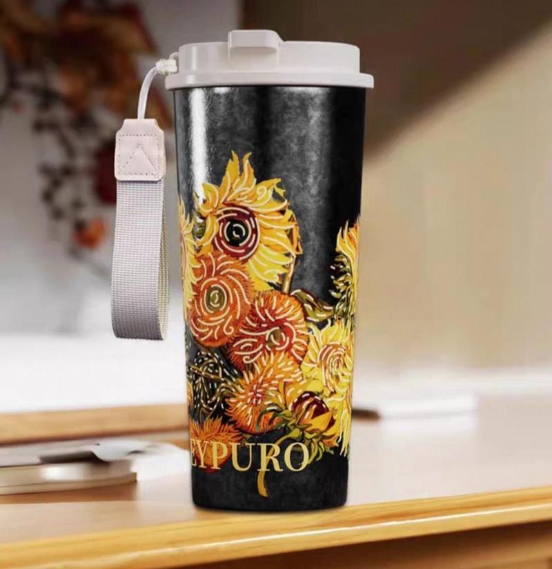 Art Design Flower Titanium Thermos 500ml/17oz 16H Hot 16H Cold
