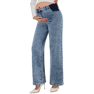 Eytino Maternity Jeans for Women High Waist Straight Leg Pregnancy Denim Pants with Pockets Eytino Maternity Jeans for Women High Waist Straight Leg Pregnancy Denim Pants with Pockets