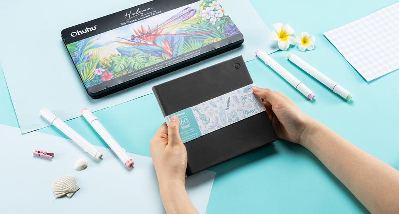 Ohuhu Double-Sided Marker Pad Art Sketchbook: 6.3"x6.3" Mini Sketchbook - 90 lb/150 gsm Smooth Drawing Paper - 60 Sheets/120 Pages Bleedproof - Hardcover Sketching Book for Alcohol Markers - Double-Sided Marker Pad PU Series of Ohuhuart Ohuhu Double-Sided Marker Pad Art Sketchbook: 6.3"x6.3" Mini Sketchbook - 90 lb/150 gsm Smooth Drawing Paper - 60 Sheets/120 Pages Bleedproof - Hardcover Sketching Book for Alcohol Markers - Double-Sided Marker Pad PU Series of Ohuhuart