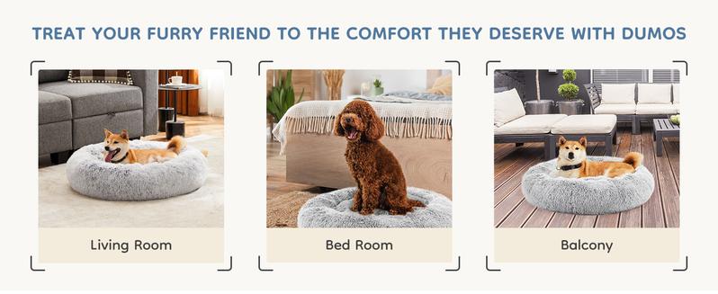 Dog Bed, Washable Comfortable Pet Bed for Medium to Large Dogs, Anti-Slip Round Fluffy Plush Faux Fur Dog Bed for Sleeping, Indoor