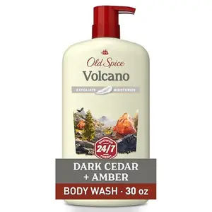 Old Spice Cleansing Body Wash for Men, 24/7 Shower Fresh with Lasting Scent, Exfoliate & Moisture, Gentle on Skin, Vitamin B3, Volcano with Dark Cedar + Amber Scent, 30 oz