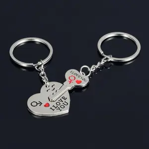 Pure Adorn 2pc Set Men Women Cute Heart Key Keychain Couple Key Ring Lovers Key Chain Jewelry Accessory Gift