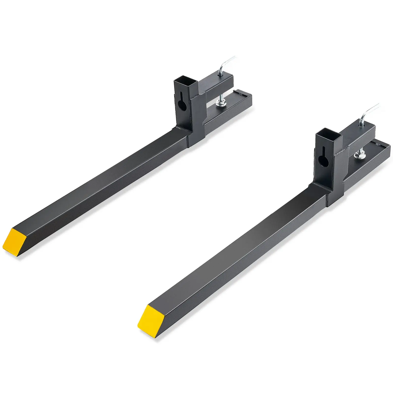 Pallet Forks for Tractor, Skid Steer, Loader Bucket: Available in Two Capacities - 2000 lbs with 43" Clamp-On & 4000 lbs with 60" Clamp-On, Both Heavy Duty Front Loader Attachments Suitable for Agriculture & Farm Use