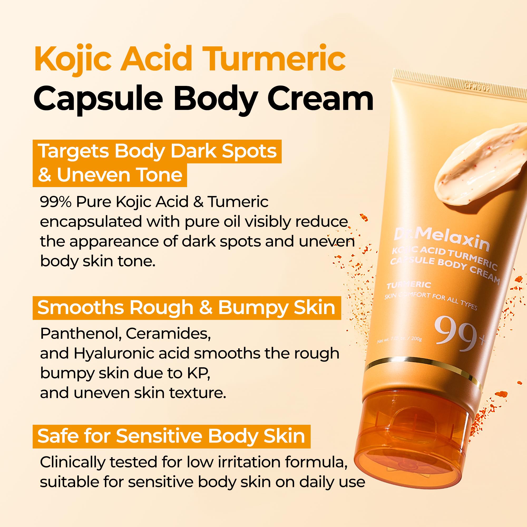 [Dr.Melaxin Official] Kojic Acid Turmeric Amber Face & Body Care Set, Dark Spot & Pigmentation Care for Uneven Skin Tone