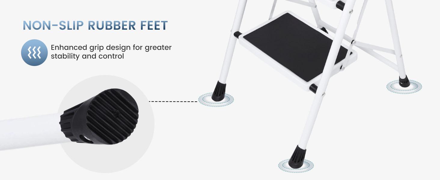 Step Ladder, 4 Sturdy Step Stool with Anti-Slip Pedal & Comfortable Handrail, 330lbs Capacity, Portable Heavy Duty Step Stool for Kitchen, Garage & Outdoor Use