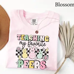 Comfort Colors Easter Teacher Shirt, Funny Teaching My Favorite Peeps Tee, Cute Easter Teacher Gift, Trendy School Shirt for Teachers, Fun Classroom