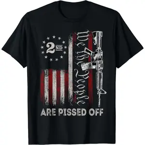 Unisex Crew neck Tee T-shirt [100% Cotton] Patriotic Second Amendment T-Shirt With Bold Constitution Design. Breathable Fabric Top Womenswear