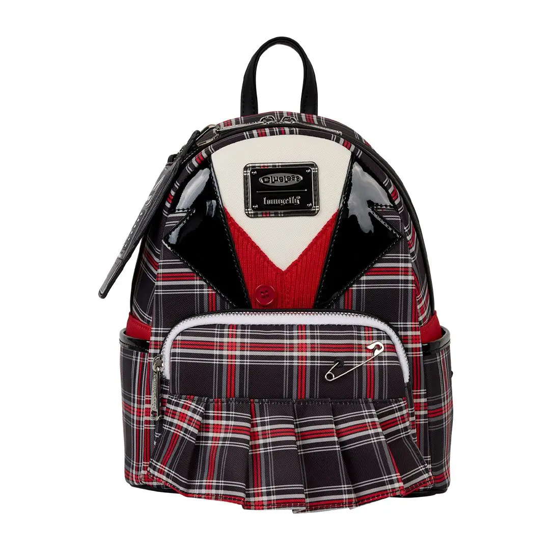Loungefly Paramount Clueless 30th Anniversary Dionne Cosplay Woven Mini Backpack with Real Buttons and Faux Leather Charm, Metal Charms, Collectibles, Casual Wear, Knit Fabric, Everyday Carry, Retro Style, Adjustable Strap