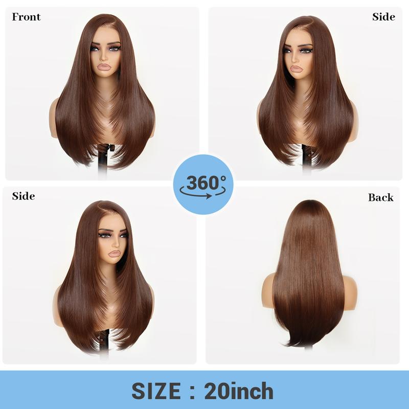 Synthetic 9x7 Glueless C-Part Layered Wig Wear and Go Lace Front Straight Wig Pre Plucked Pre Cut Vivid Self Growing Clean Hairline with Tiny Knots