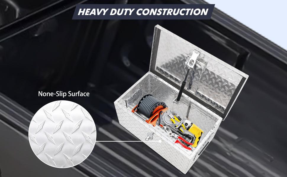 【GARVEE】20 Inch Aluminum Diamond Plate Tool Box with Lock and Keys, Heavy Duty Waterproof Truck Storage Organizer Chest for Pickup Truck Bed, RV, Trailer, or Van, Featuring Side Handle for Easy Transport