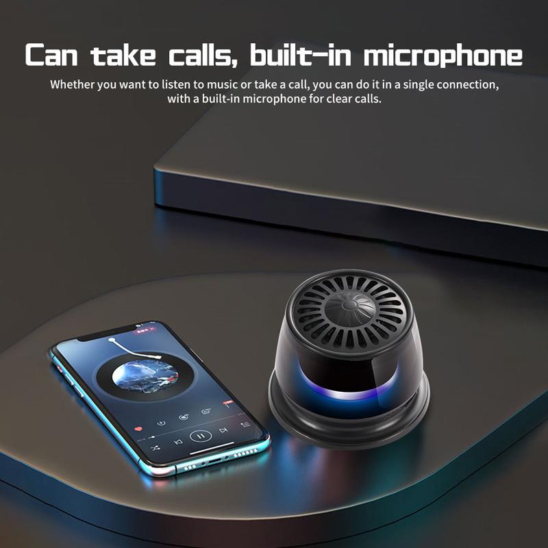 Magnetic Mini Speaker - 5W Mini Speaker, supports Bluetooth 5.4 wireless connection, RGB lighting effect, 7-hour playback time, suitable for portable phone stands for iPhones, travel, and golf carts, black