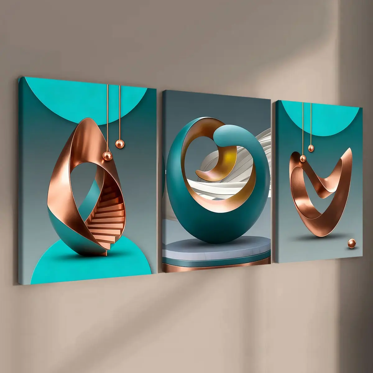 3 count wooden frame canvas, Geometric Abstract pattern poster, geometric print, aesthetic art, Modern Abstract Design, Modern Home Decor, Stylish Living Room Decoration, Modern Family Poster, Exquisite corridor Wall Art, hanging wall art, HD, waterproof