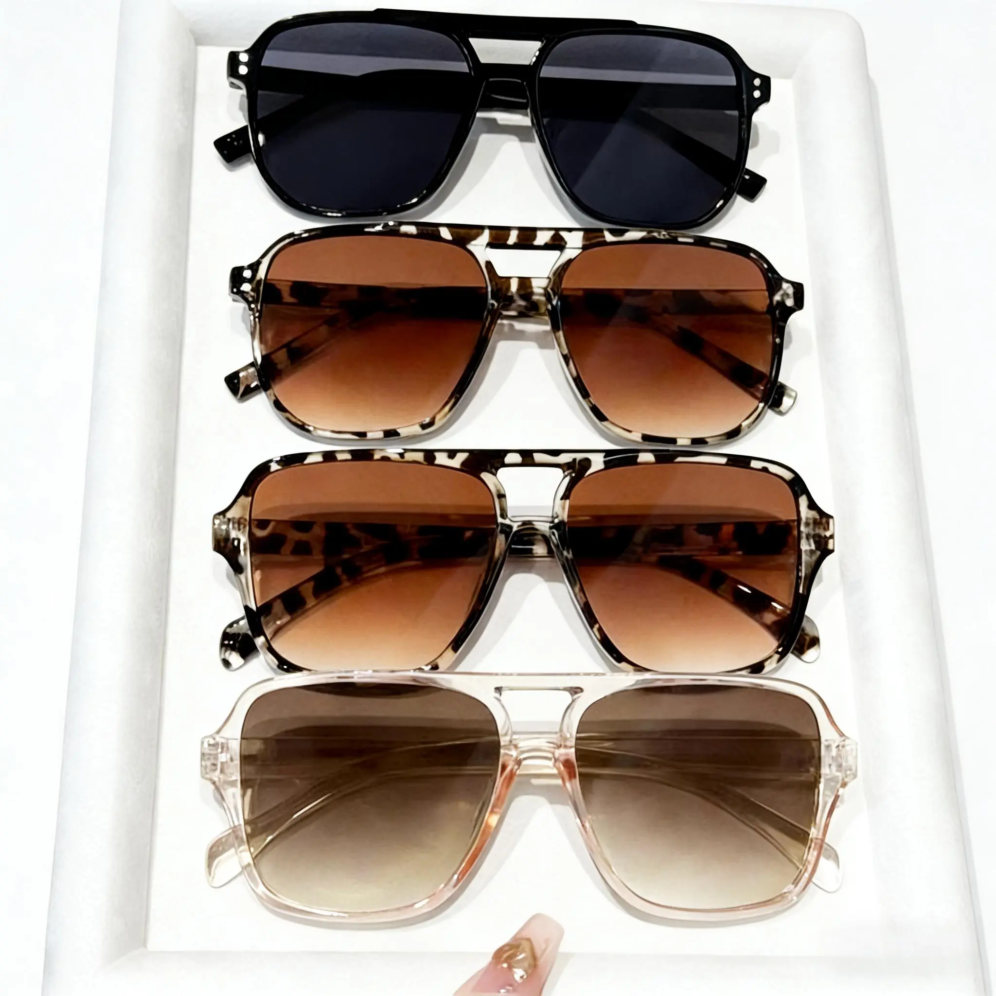 4-Pack Unisex Y2K Polarized Aviator Sunglasses, Vintage Square Lightweight Shades for Daily Outdoor Wear Vintage Square Aviators Square Frames Sunglasses