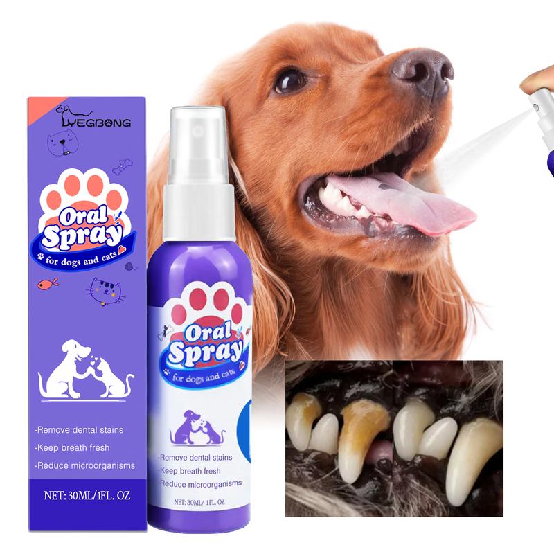 Cat and Dog Teeth Cleaning Spray - Removes Stains and Freshens Breath for Pet Oral Carelitter pellets, spray, litter tray, litter box, removal brush kit