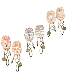 Miriam's Song - Handmade Polymer Clay Earrings Terracotta Sunset Dusty Rose Desert Peach Tribal Inspired Design