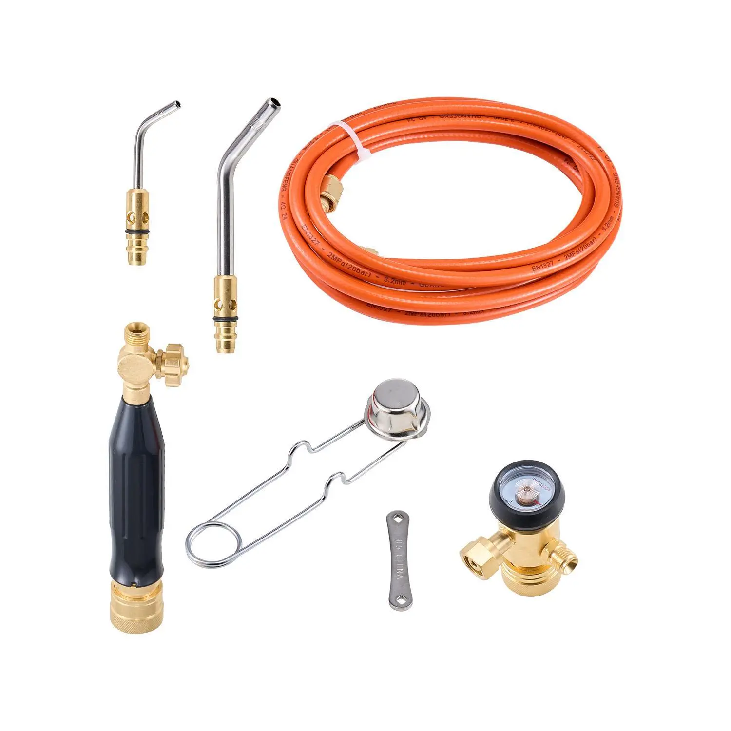 【Summerfinds】VEVOR Heavy Duty Air Acetylene Torch Kit - Gas Tools, Welding & Brazing Tool with 149in Hose, 2 Welding Tips, CGA200 Regulator, Torch Handle (No Gas Cylinder) for Home DIY, Industrial Use,dorm essentials,home essentials