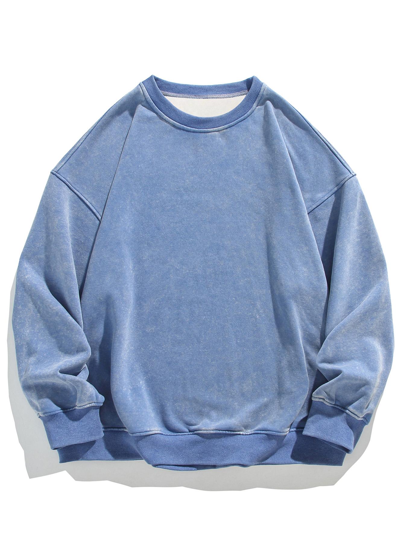 Men's Regular Fit Plain Crewneck Sweatshirt Long Sleeve Pullover Warm Comfortable Ribbed Classic Top Casual Long Sleeve for Fall Winter Menswear