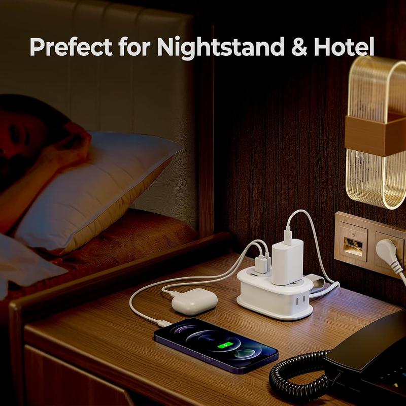 ORICO Travel Power Strip, 3.7FT Small Extension Cord, Portable Power Strip Flat Plug with 2 AC Outlets 3 USB Ports (1 USB C), Multi Plug Extension Cord for Travel, Cruise, Office, Hotels -AP3-2A2U1C