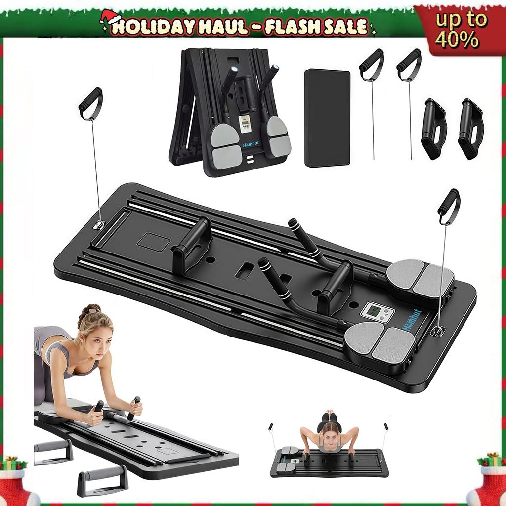 Foldable Pilates Reformer Board, 4 in 1 Multi-Functional Pilates Sliding Board for Full Body Home Fitness Training