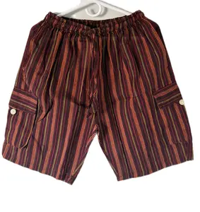 Light Cotton Stripe Combat Shorts with Box Pockets boho, 100% cotton, handmade
